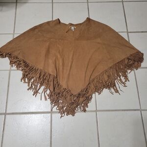 Stetson Brown Fringe Poncho Top